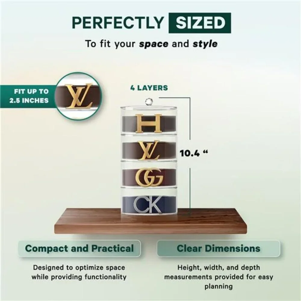 Clear Acrylic Belt Organizer 4 Layer Closet Storage Box for Belts Jewelry Watche